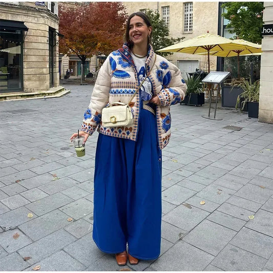 Vivid Charm Printed Lapel Jacket