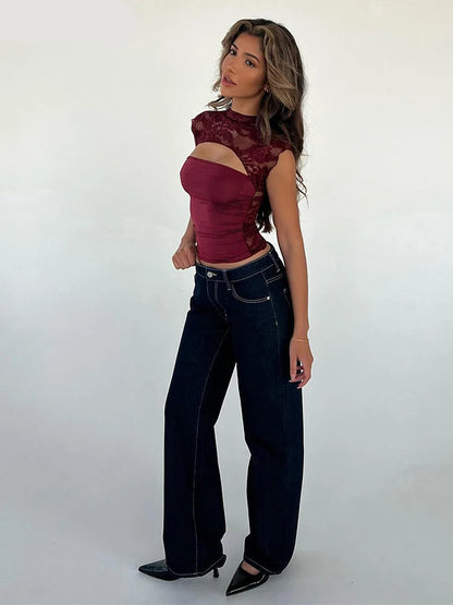 Lace Stitching Hollow-Out Tank