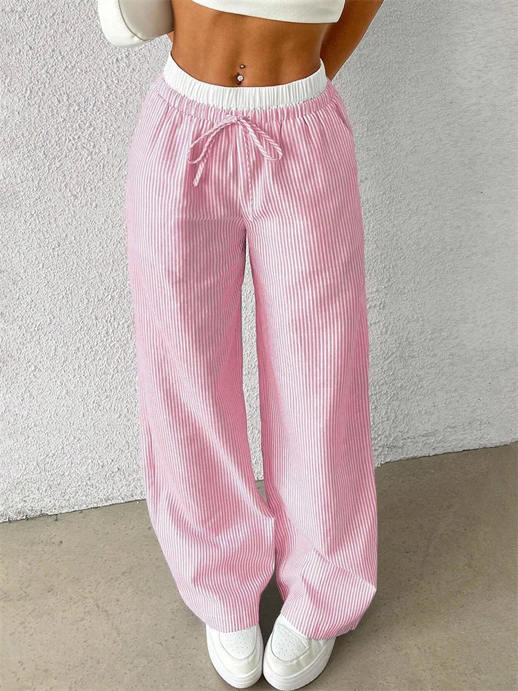 Striped Wide Leg Woven Pants