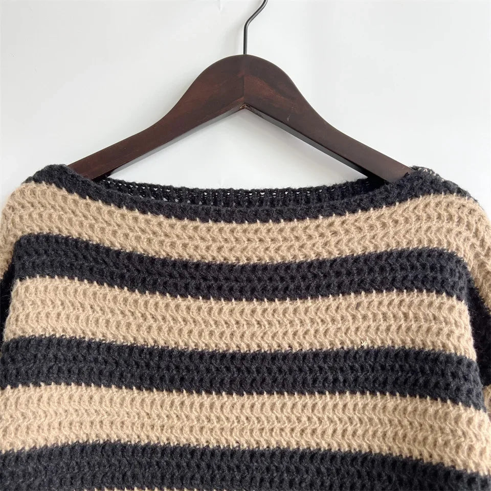 Autumn Stripes V-Neck Knit Pullover