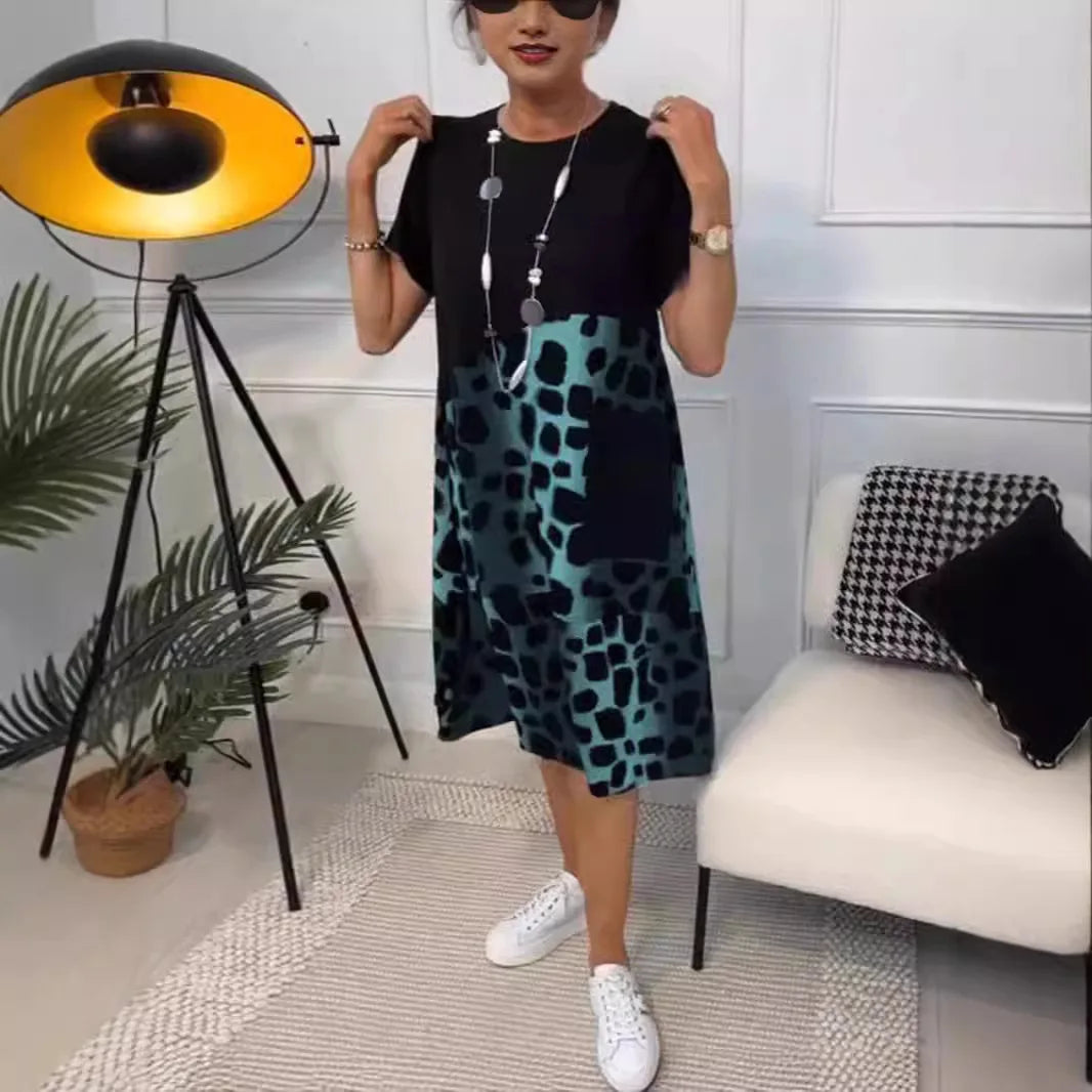 Leopard Print A-Line Midi Dress