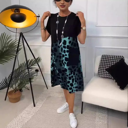 Leopard Print A-Line Midi Dress