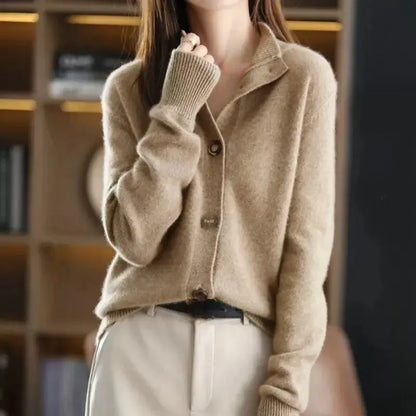 Retro Knit Stand Collar Cardigan