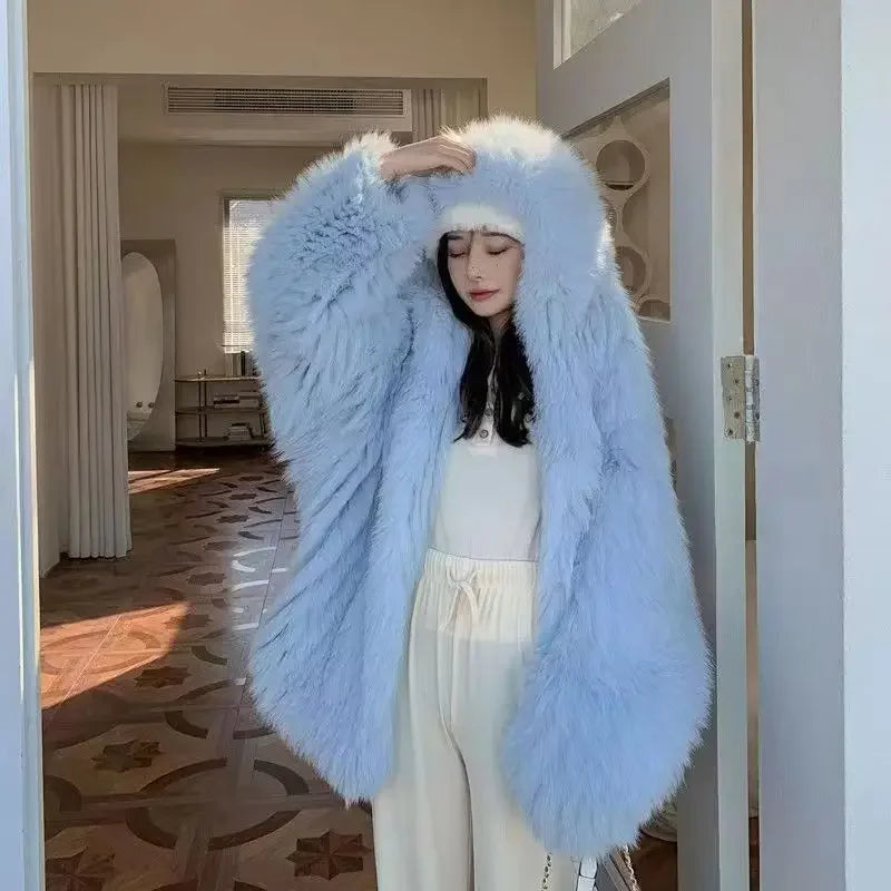 Fur Mist Hooded Splice Jacket