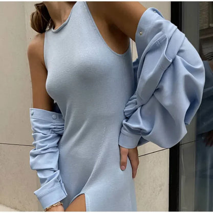 SculptKnit Sleeveless Split Midi Dress