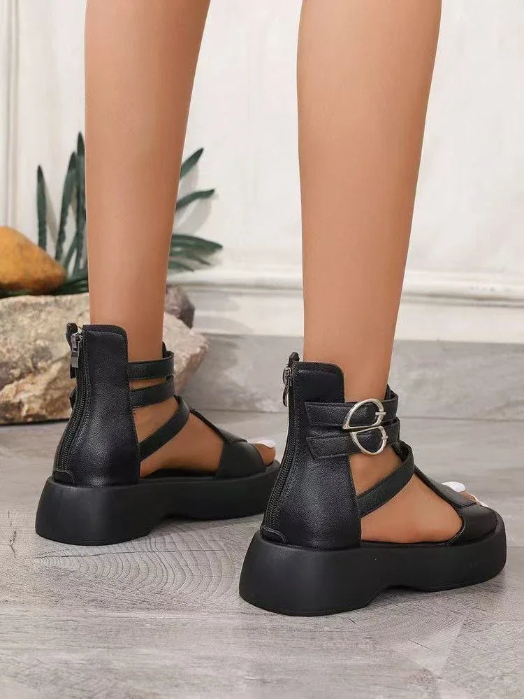 Retro Rise Leather Wedge Sandals