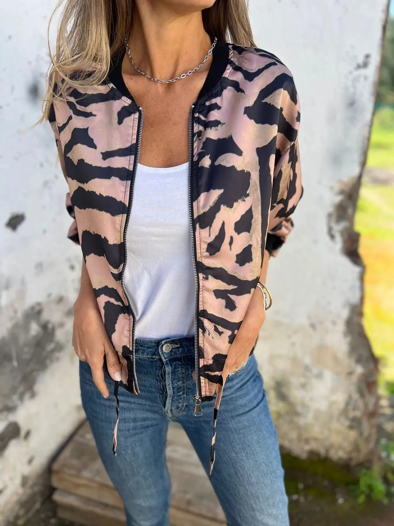 Leopard Print Bomber Jacket
