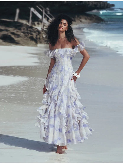 Parisian Breeze Off-Shoulder Maxi Dress