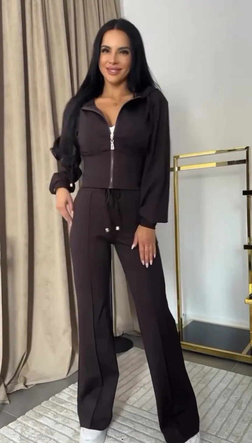 Hooded Zipper Sweatsuit Set