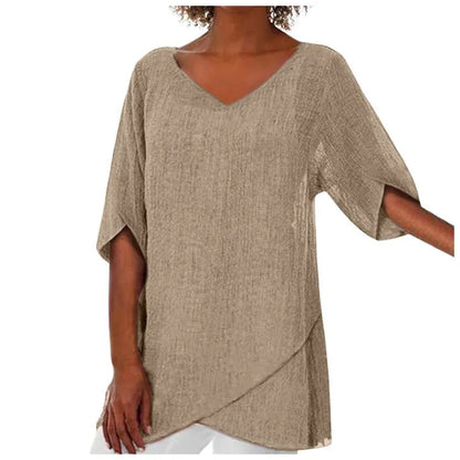 Blue Cotton V-Neck
