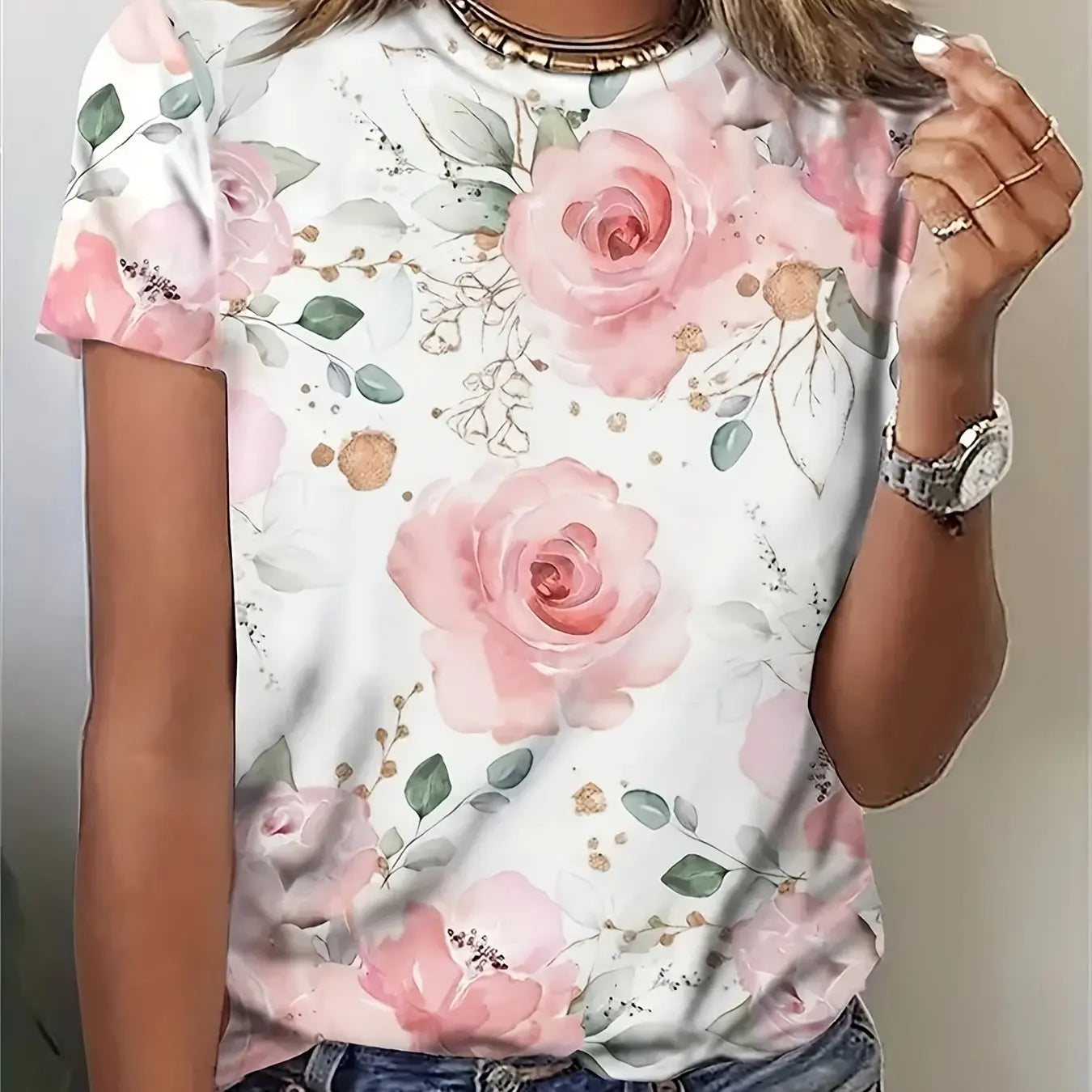 Elegant Floral Slim T-Shirt