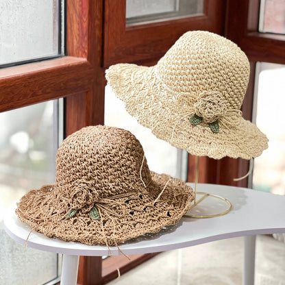 Handwoven Floral Summer Straw Hat