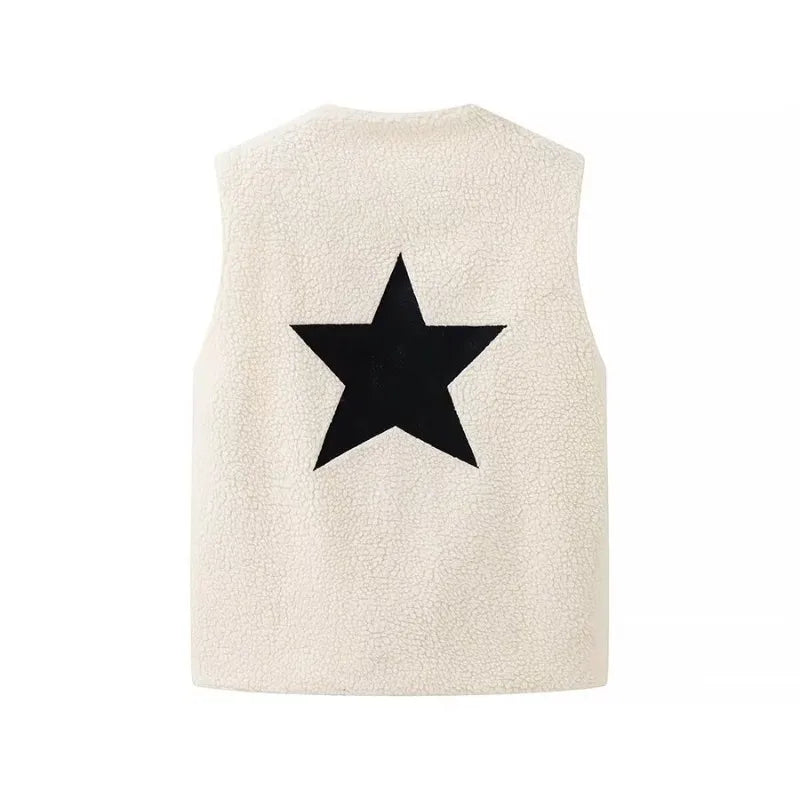 Embroidered Lamb Wool Winter Vest