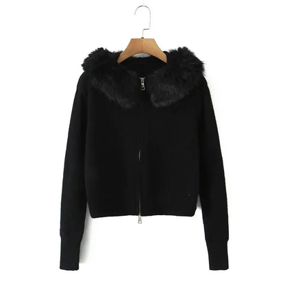 Women’s Faux Fur Zip Cardigan