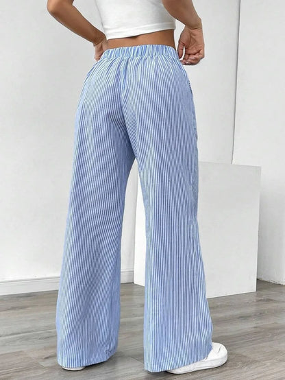 Striped Wide Leg High Waist Pants
