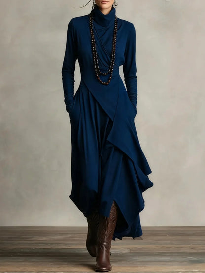 Vintage Turtleneck Pocket Mini Dress