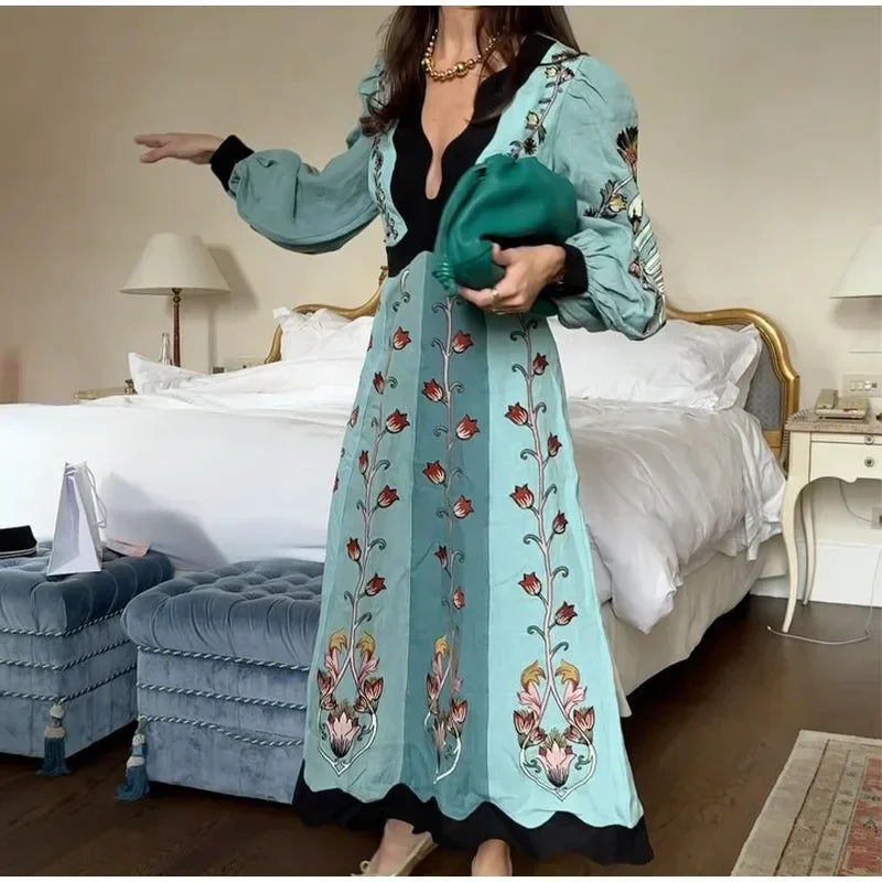 Chic Patchwork Floral Maxi Dress