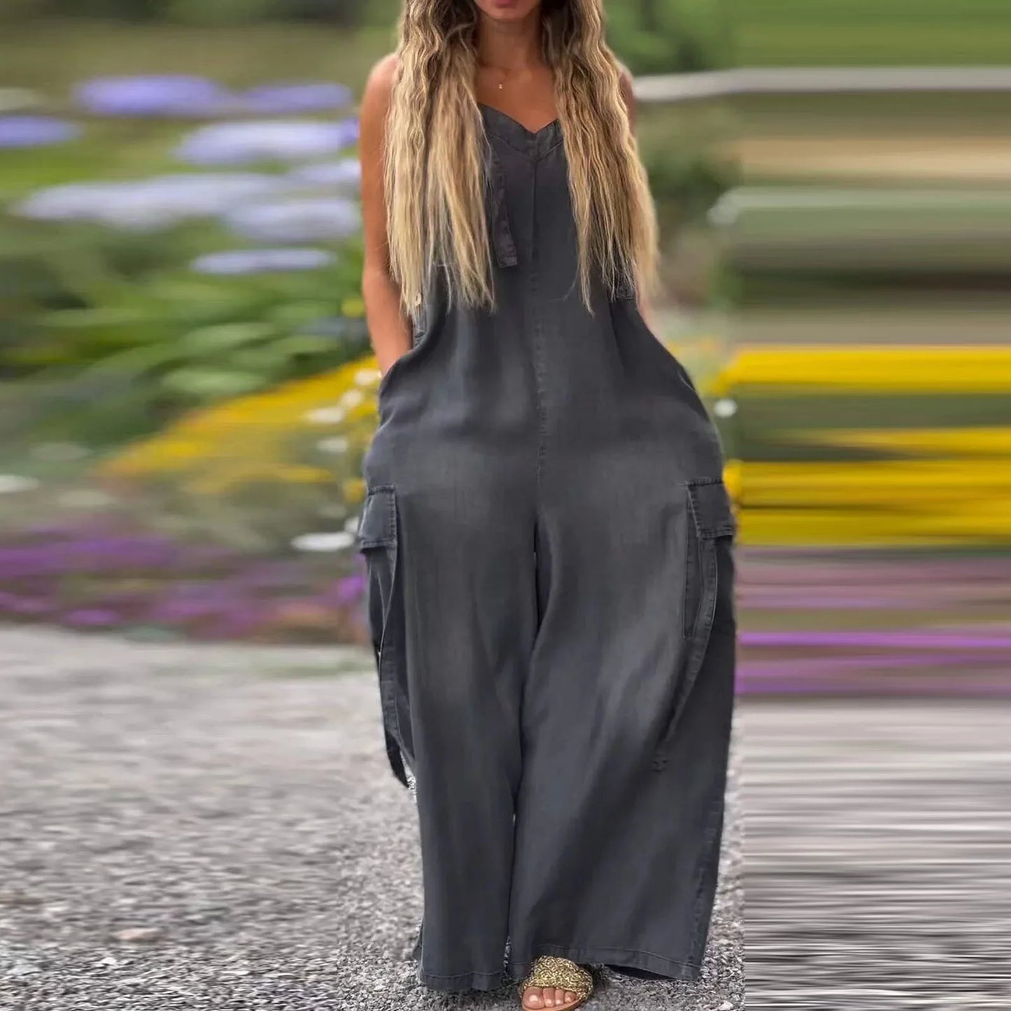 Effortless Charm V-Neck Jumpsuit