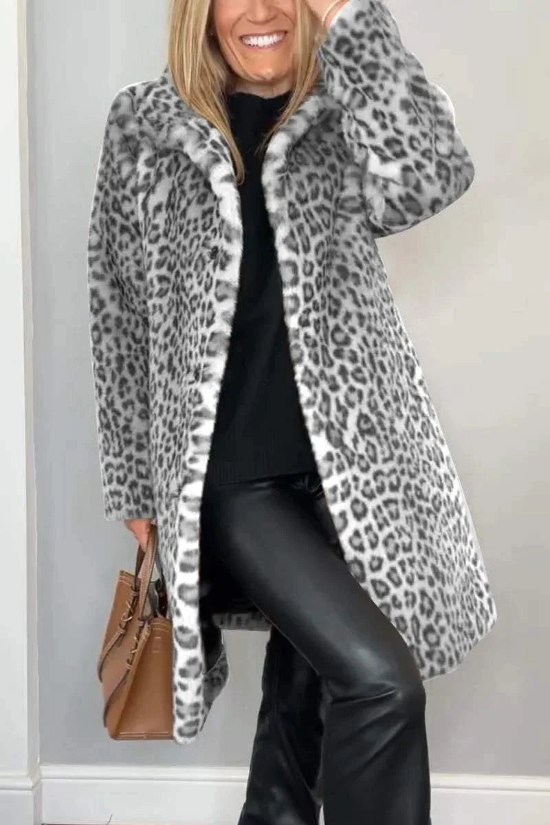 Leopard Print Faux Fur Coat — Bold, Warm & Elegant