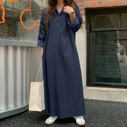 Oversized Korean Denim Maxi Dress