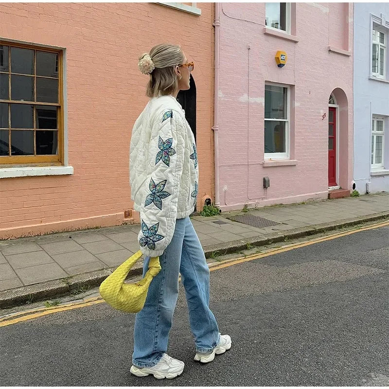 BloomNest Quilted Bomber Jacket