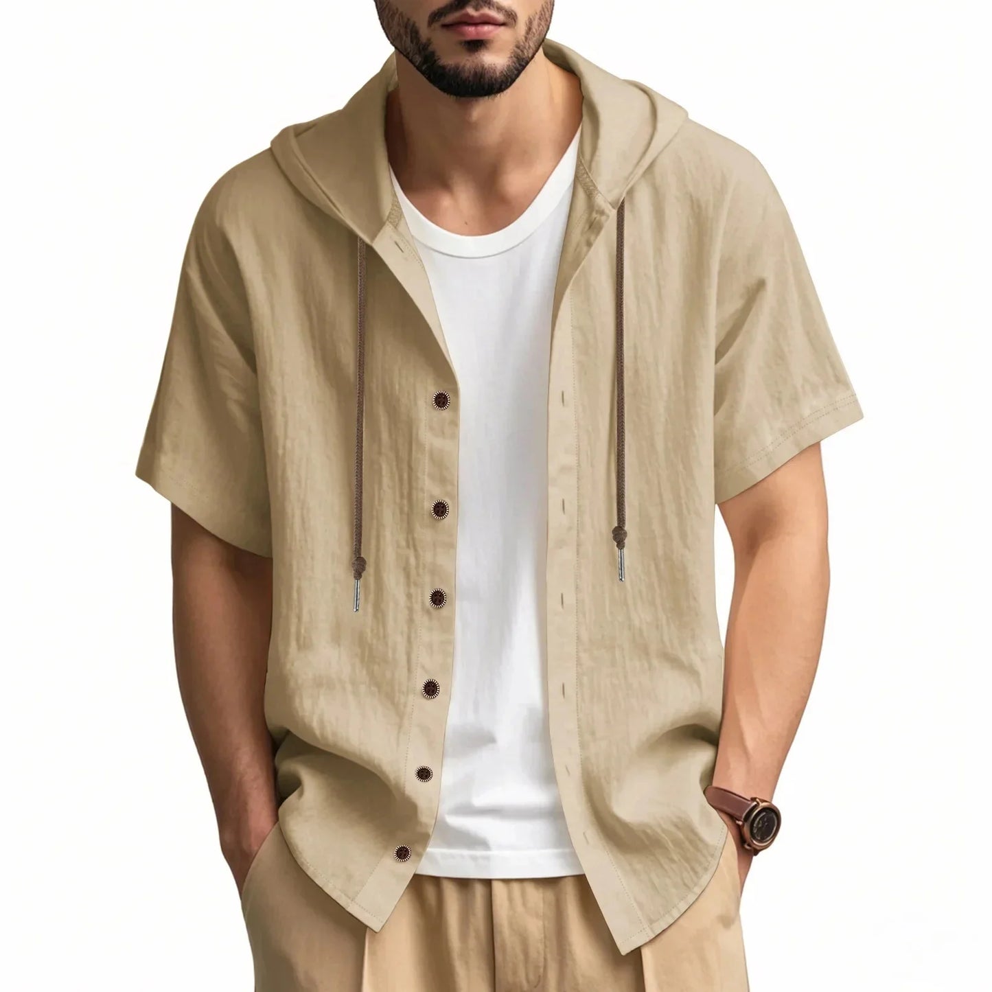 Lightweight Linen Hooded Summer Shirt