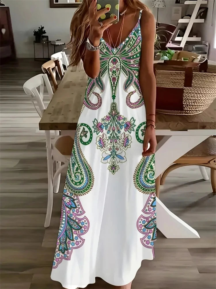 Vintage Boho Halter Maxi Dress