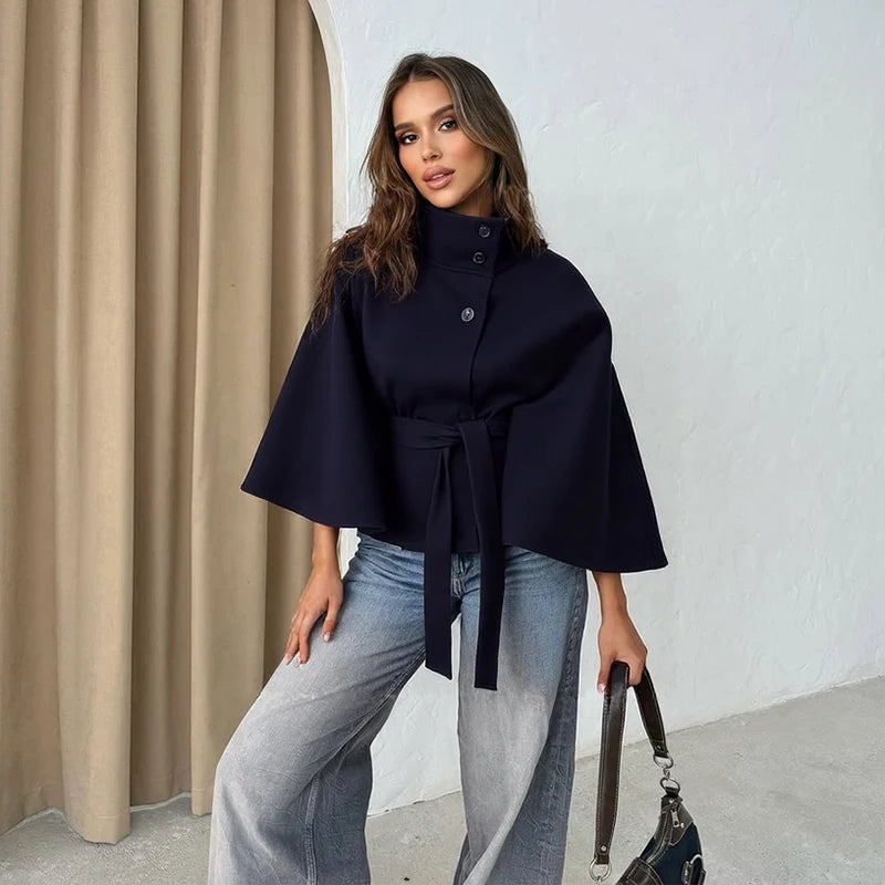 Snow Aura Belted Woolen Shawl