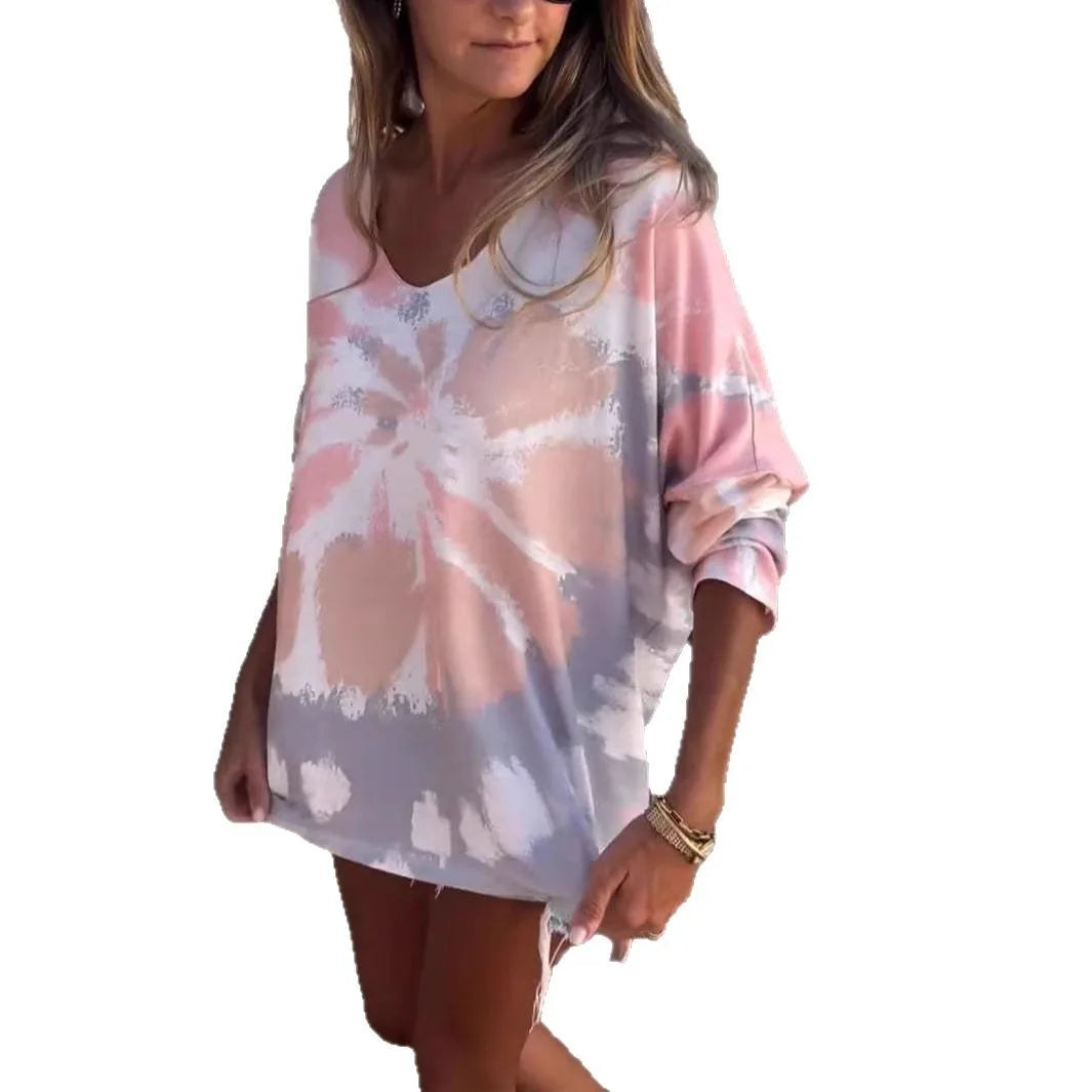 Tie-Dye Crew Neck Summer Top