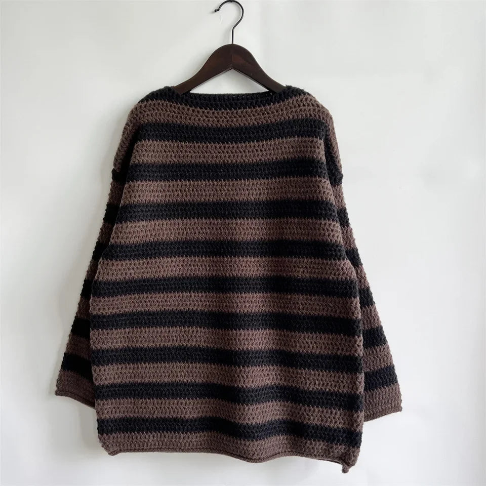 Autumn Stripes V-Neck Knit Pullover