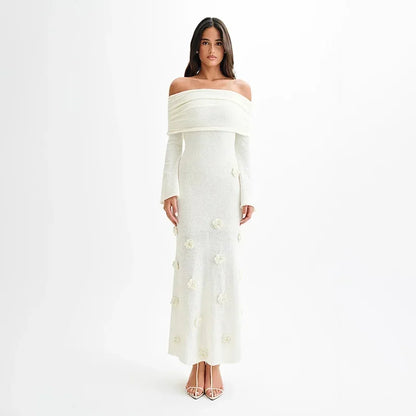 Rose Gaze 3D Floral Knit Dress