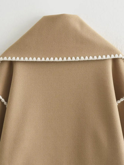 Cozy Weave Scarf Splice Wool Coat