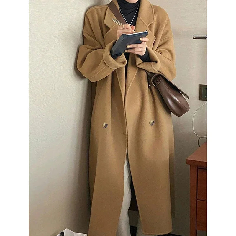 Elegant Woolen Mid-Long Coat