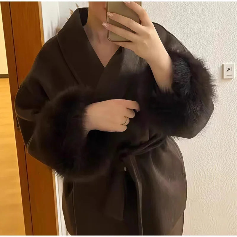 Luxury Woolen Fur Jacket