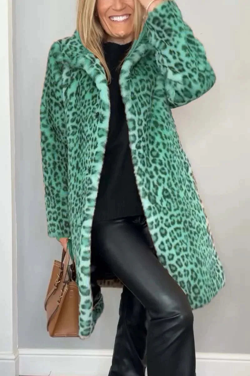 Leopard Print Faux Fur Coat — Bold, Warm & Elegant