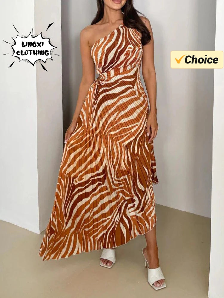 Boho Glam One-Shoulder Maxi Dress