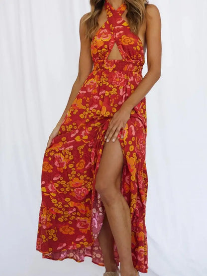 Elegant V Neck Wrap Maxi Dress
