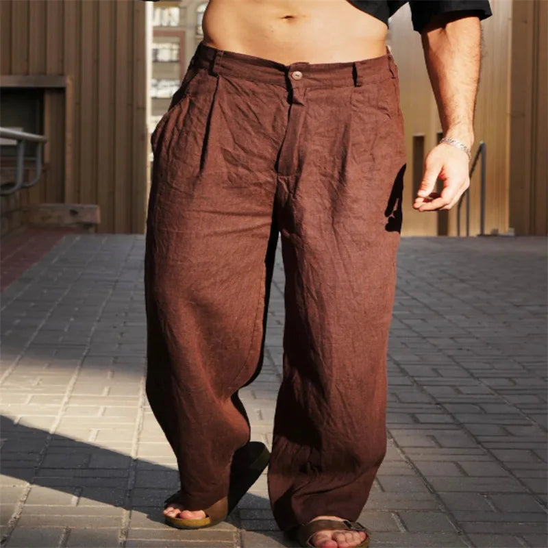 AirWeave Pleated Linen Jogger Pants