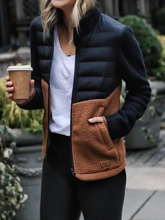 Chic Edge Patchwork Cuff Down Jacket