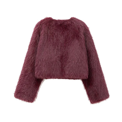 Plush Chic Cropped Faux Fur Jacket