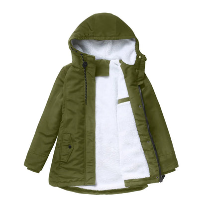 Women’s Thickened Lamb Velvet Parka – Hooded Winter Coat
