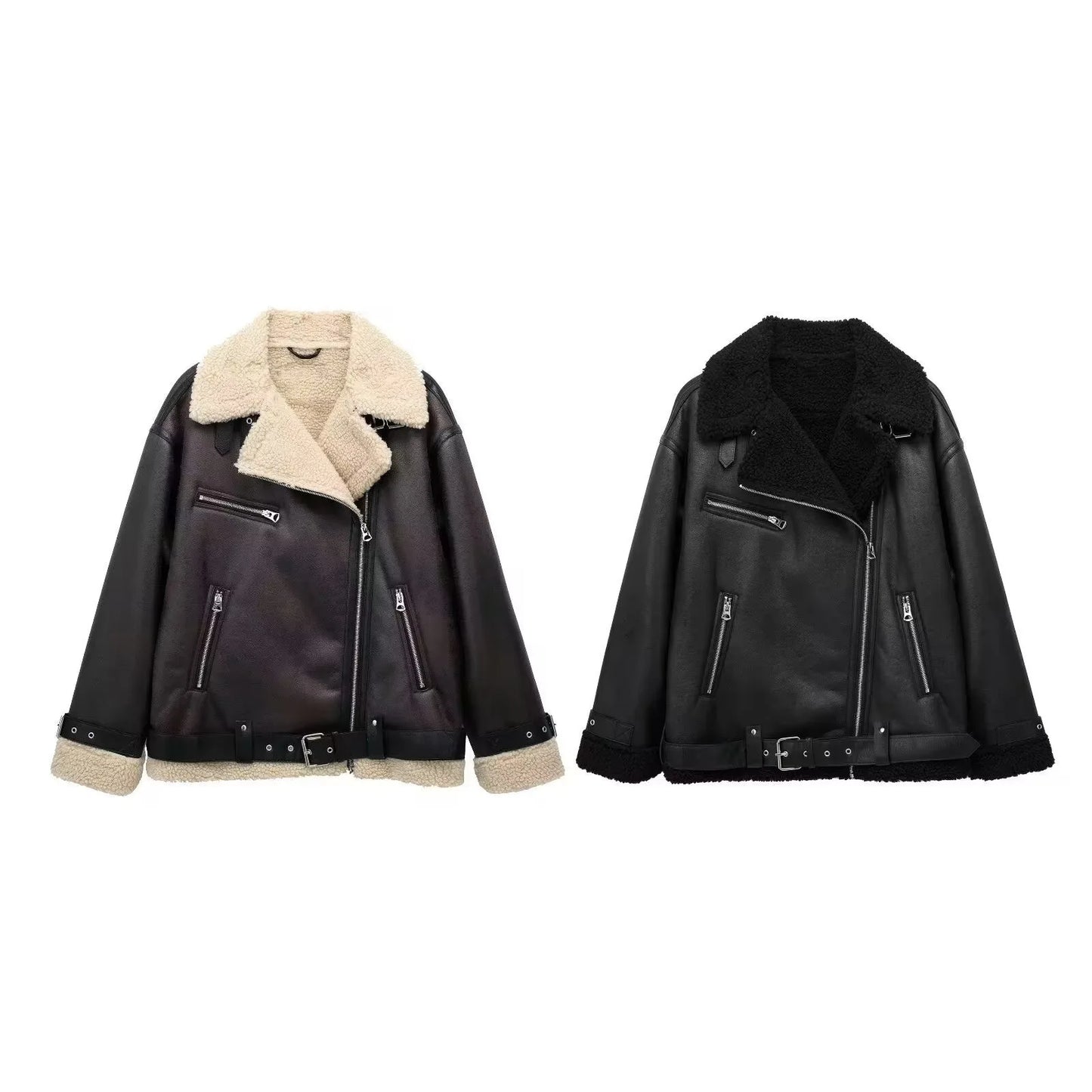 FurEdge Moto Style Faux Fur Jacket
