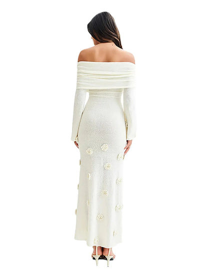 Rose Gaze 3D Floral Knit Dress