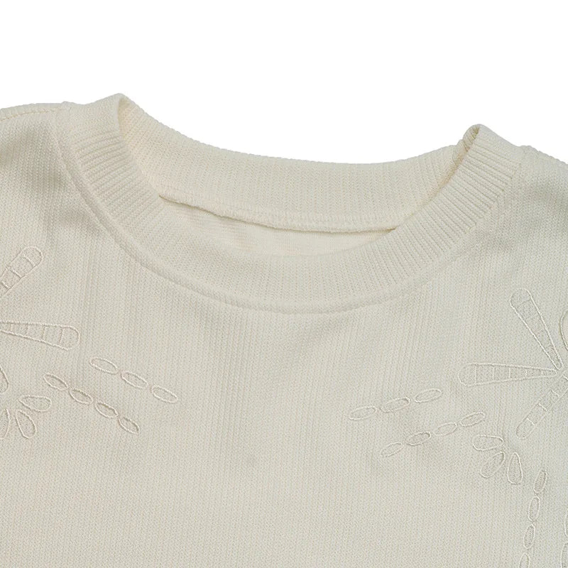 Elegant Bloom Embroidered White Top