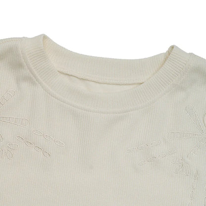 Elegant Bloom Embroidered White Top