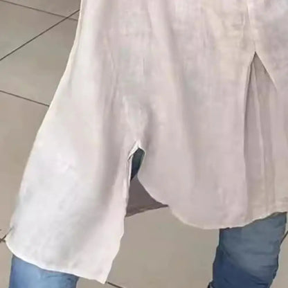 Linen Flow V-Neck Shirt Blouse