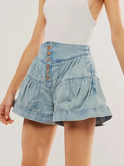 Elegant High Waist Denim Shorts
