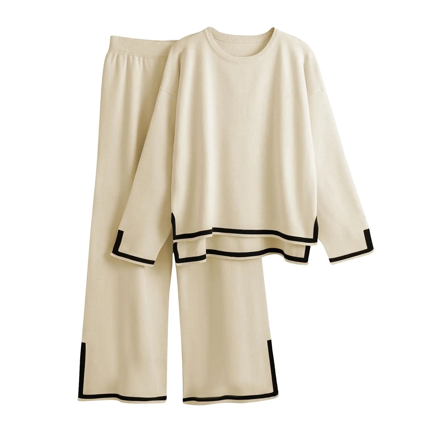 Knitted Women’s Trousers Suit — Two-Piece Set