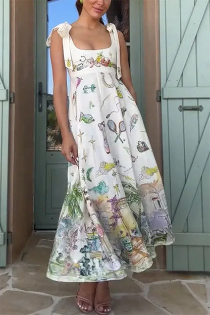 Floral Whisper Lace-Up Summer Dress