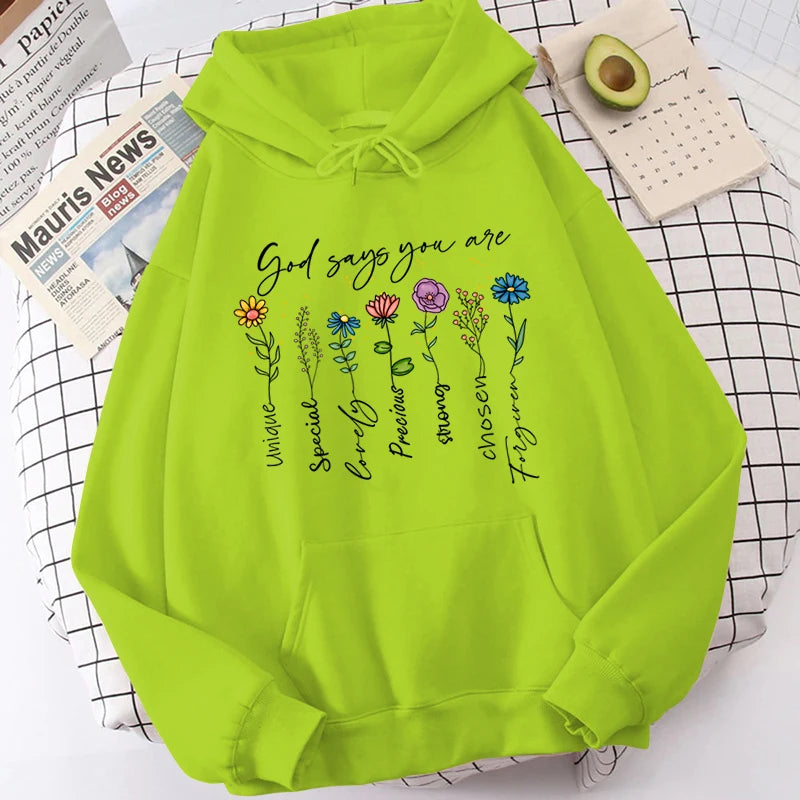 Funny Flower Print Hooded Sweatshirt